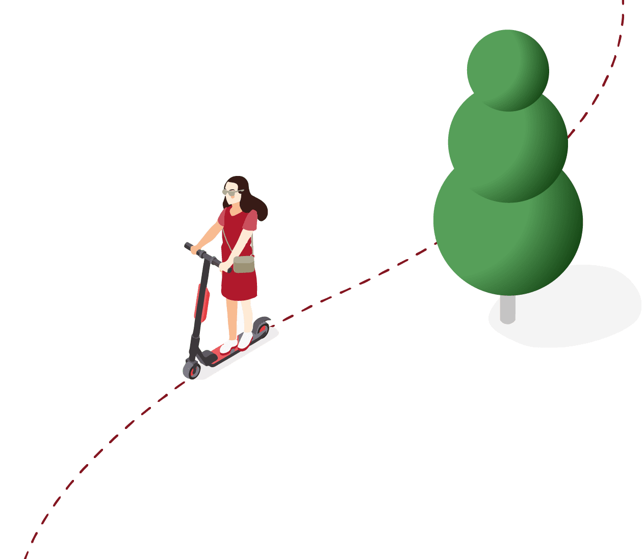 Woman on step with tree